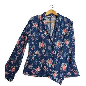 Women’s Linen Blazer An American Brand  Floral Sz M cottagecore boho peasant